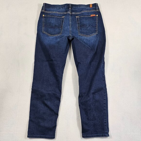 7 For All Mankind Jeans Womens 32 Blue Denim Kimmie Crop Mid-Rise - Picture 3 of 13